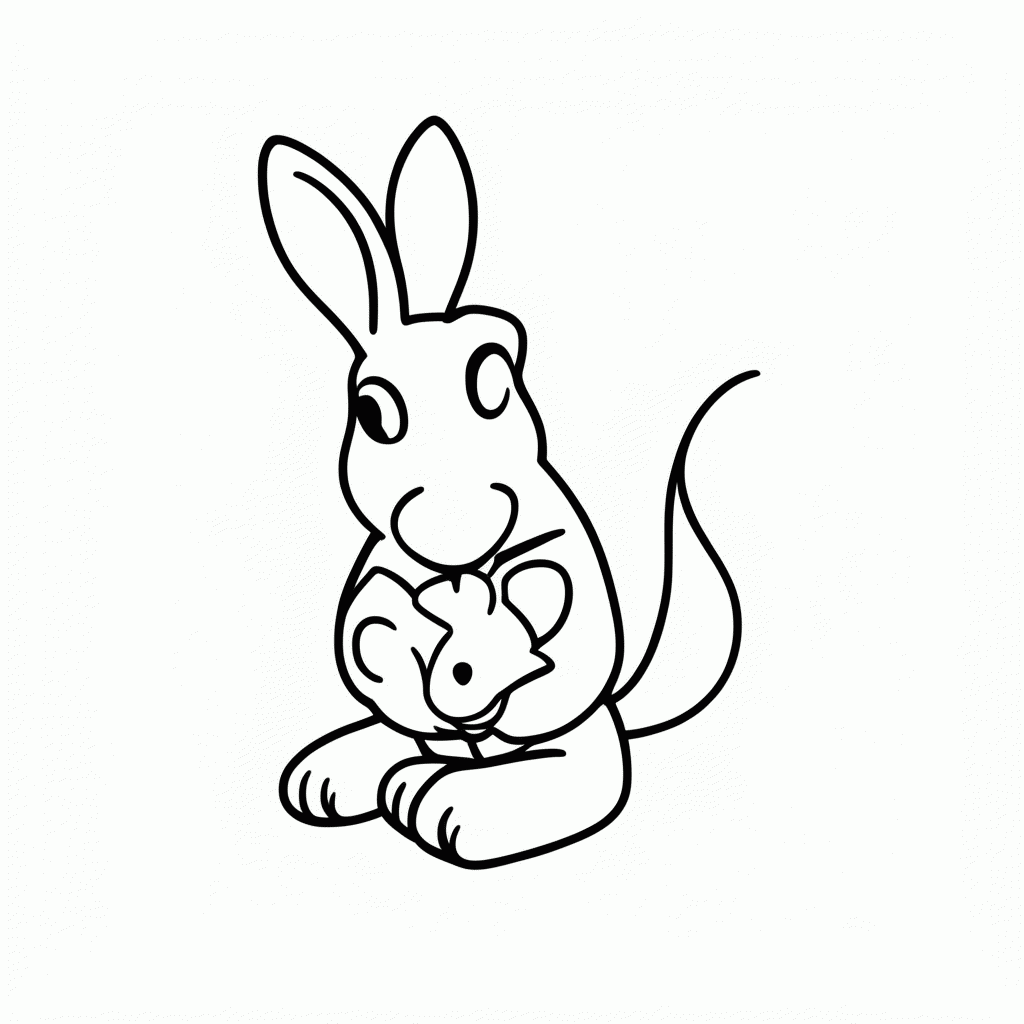 Desenho de Canguru para colorir e imprimir grátis em folha A4