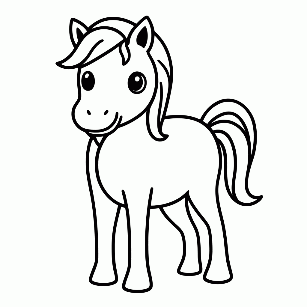 Desenho de Cavalo para colorir e imprimir grátis em folha A4
