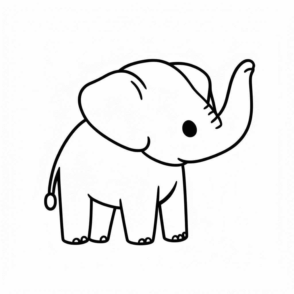 Desenho de Elefante para colorir e imprimir grátis em folha A4