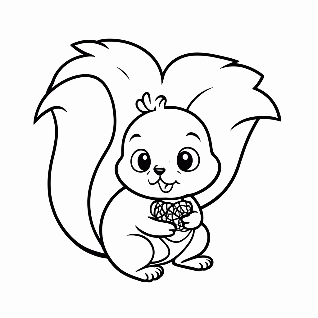 Desenho de Esquilo para colorir e imprimir grátis em folha A4