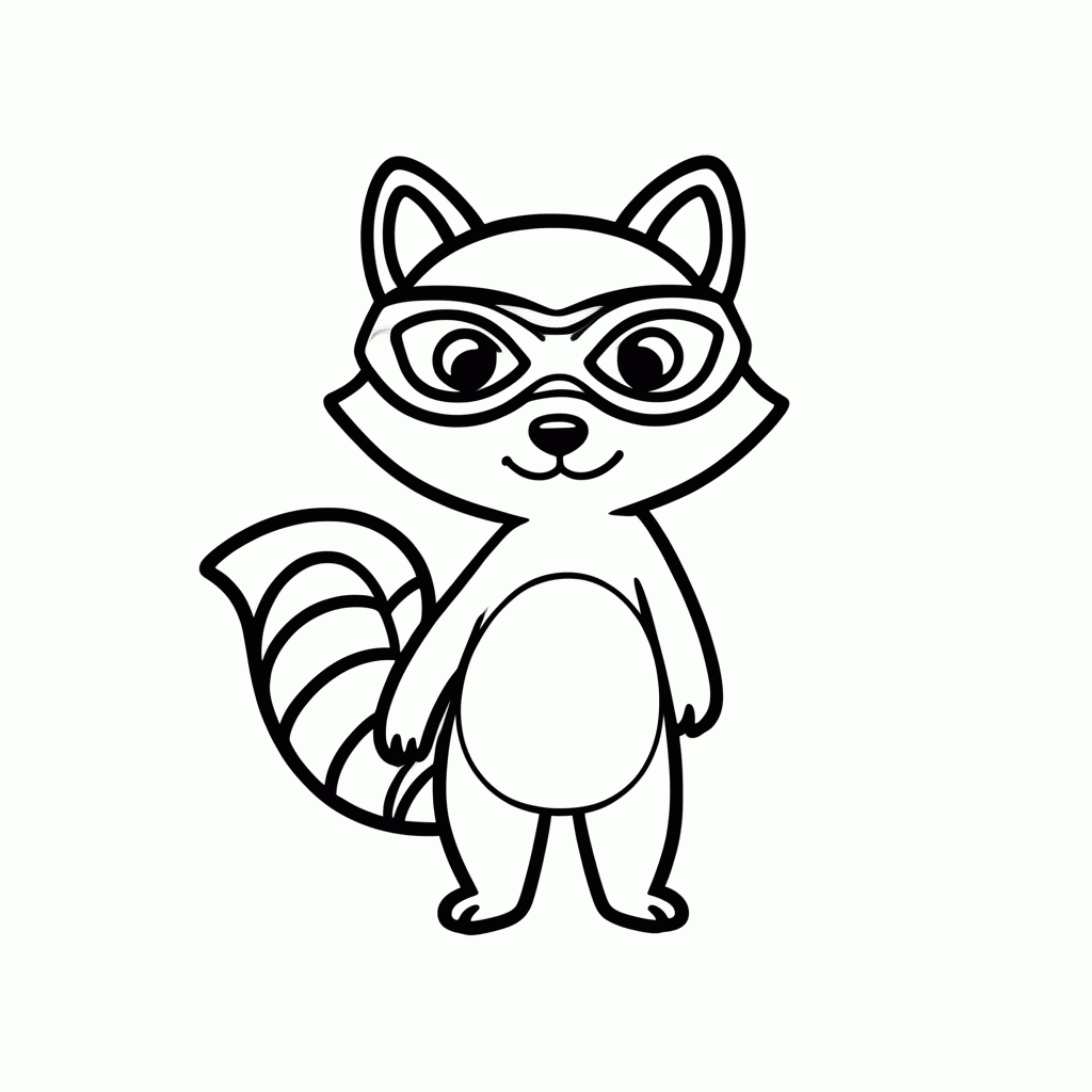 Desenho de Guaxinim para colorir e imprimir grátis em folha A4