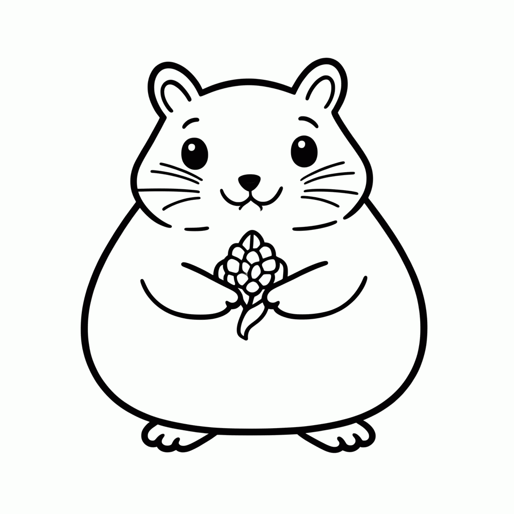 Desenho de Hamster para colorir e imprimir grátis em folha A4