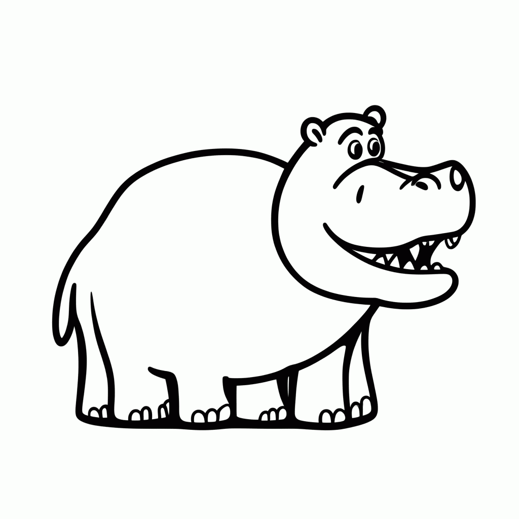 Desenho de Hipopótamo para colorir e imprimir grátis em folha A4