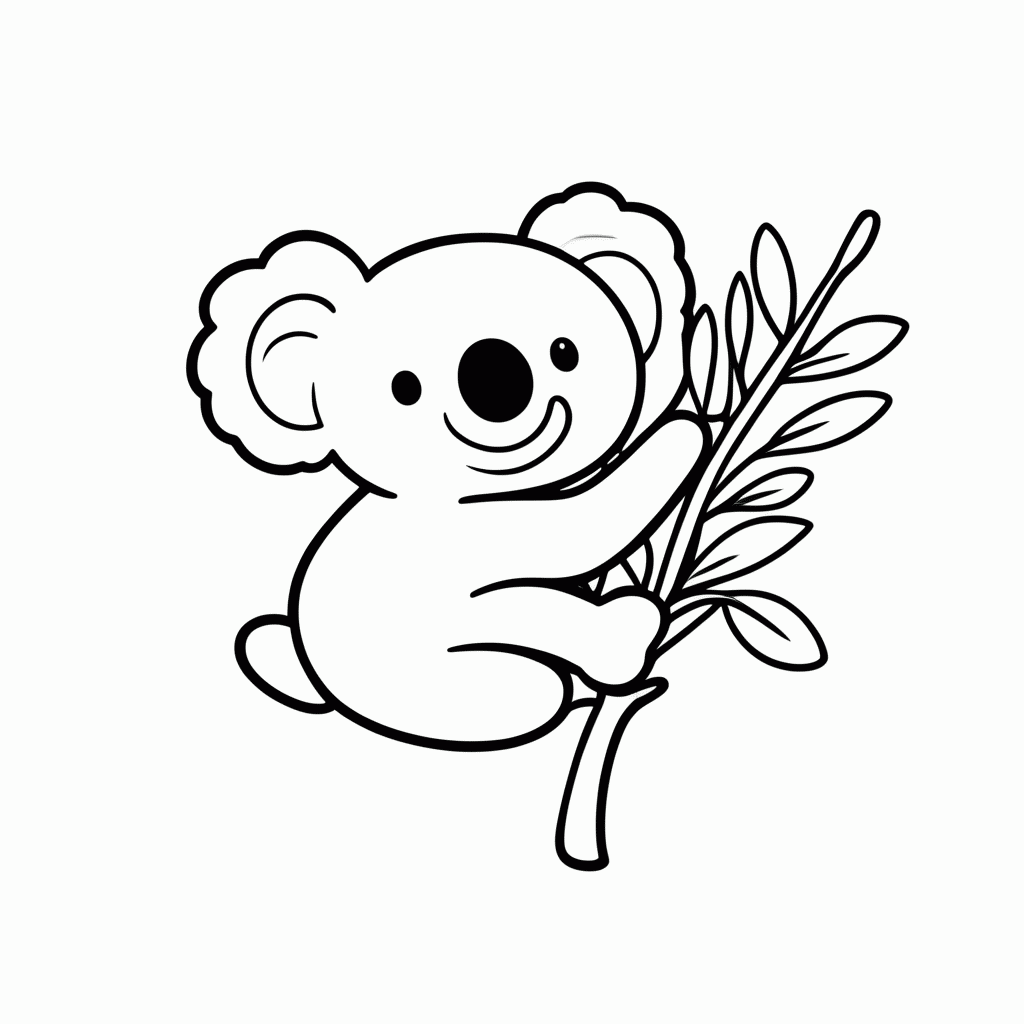 Desenho de Coala para colorir e imprimir grátis em folha A4