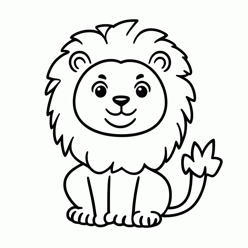 Desenho de Leão para colorir e imprimir grátis em folha A4