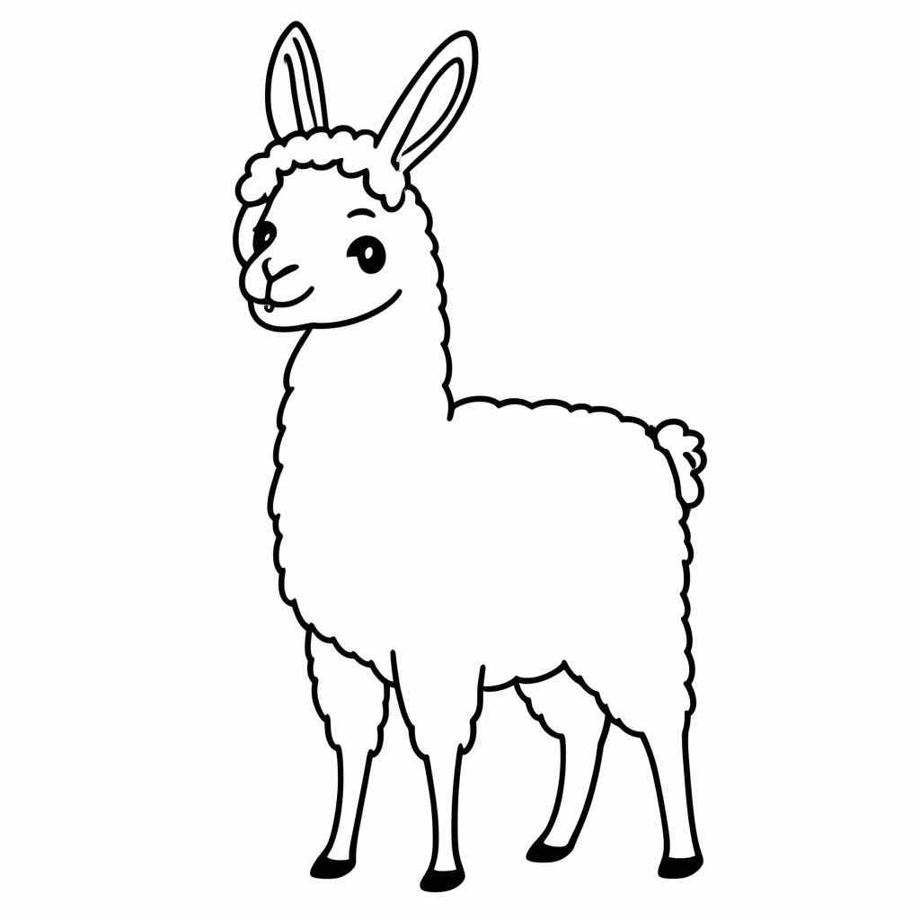 Desenho de Lhama para colorir e imprimir grátis em folha A4
