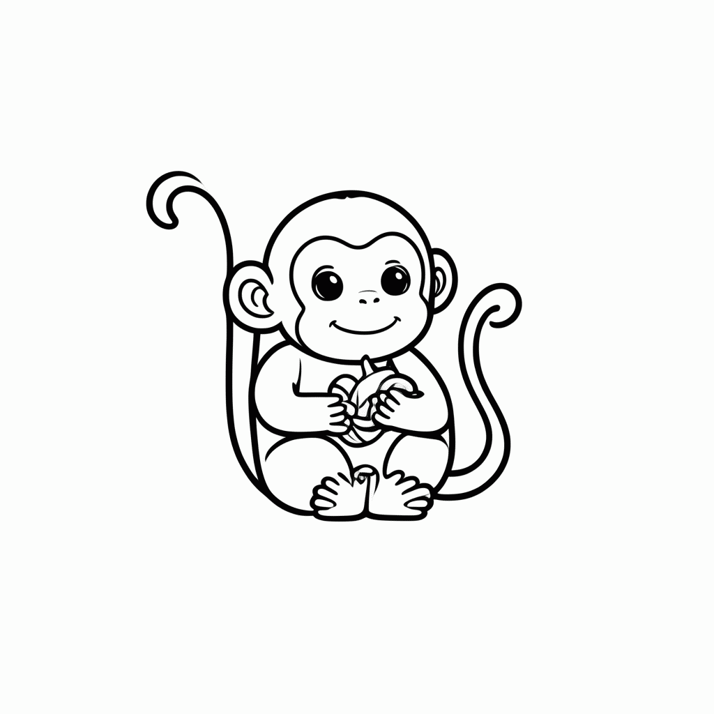 Desenho de Macaco para colorir e imprimir grátis em folha A4
