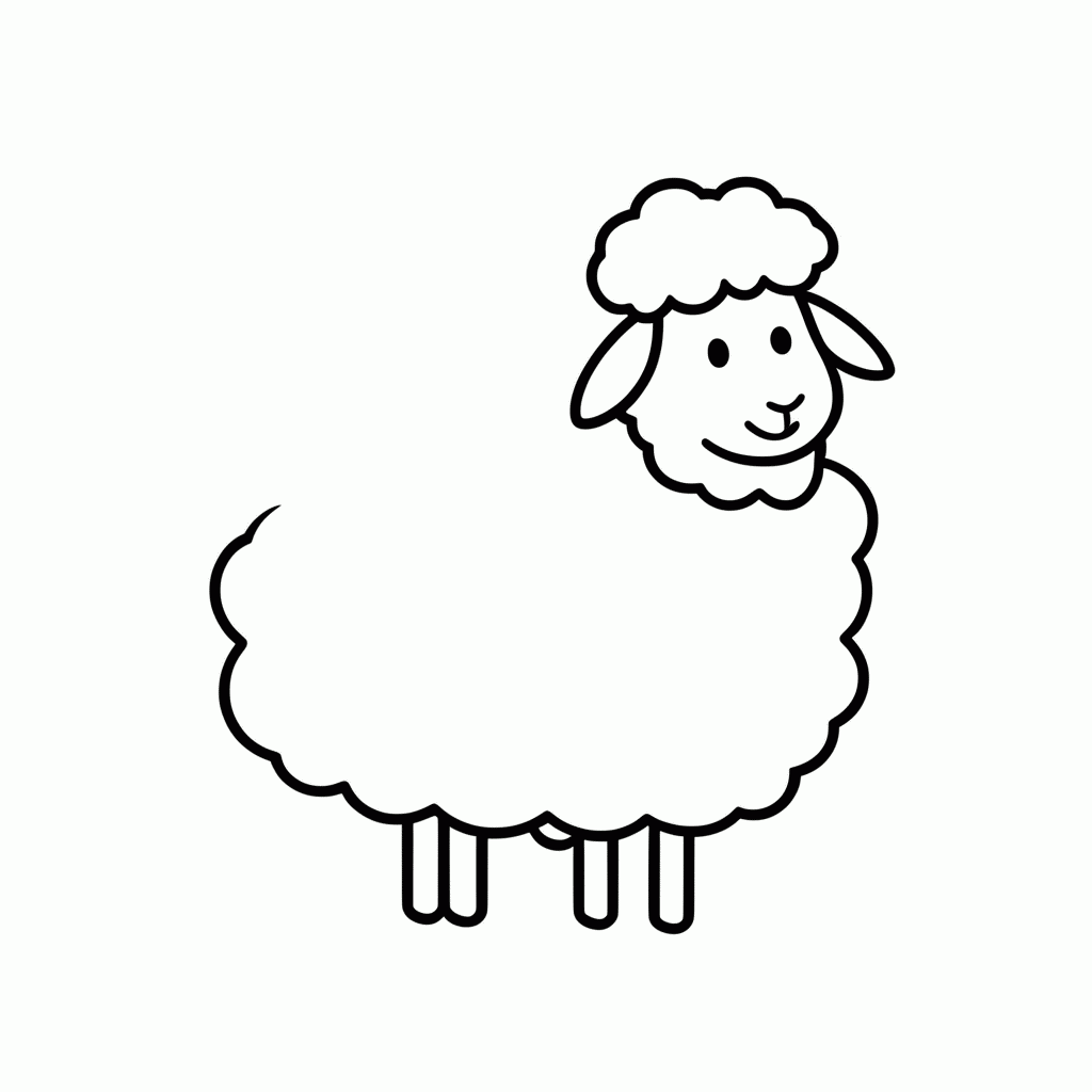 Desenho de Ovelha para colorir e imprimir grátis em folha A4