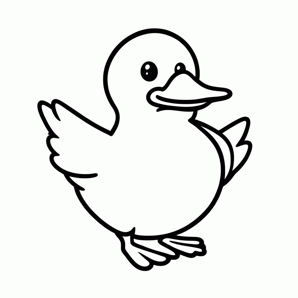 Desenho de Pato para colorir e imprimir grátis em folha A4