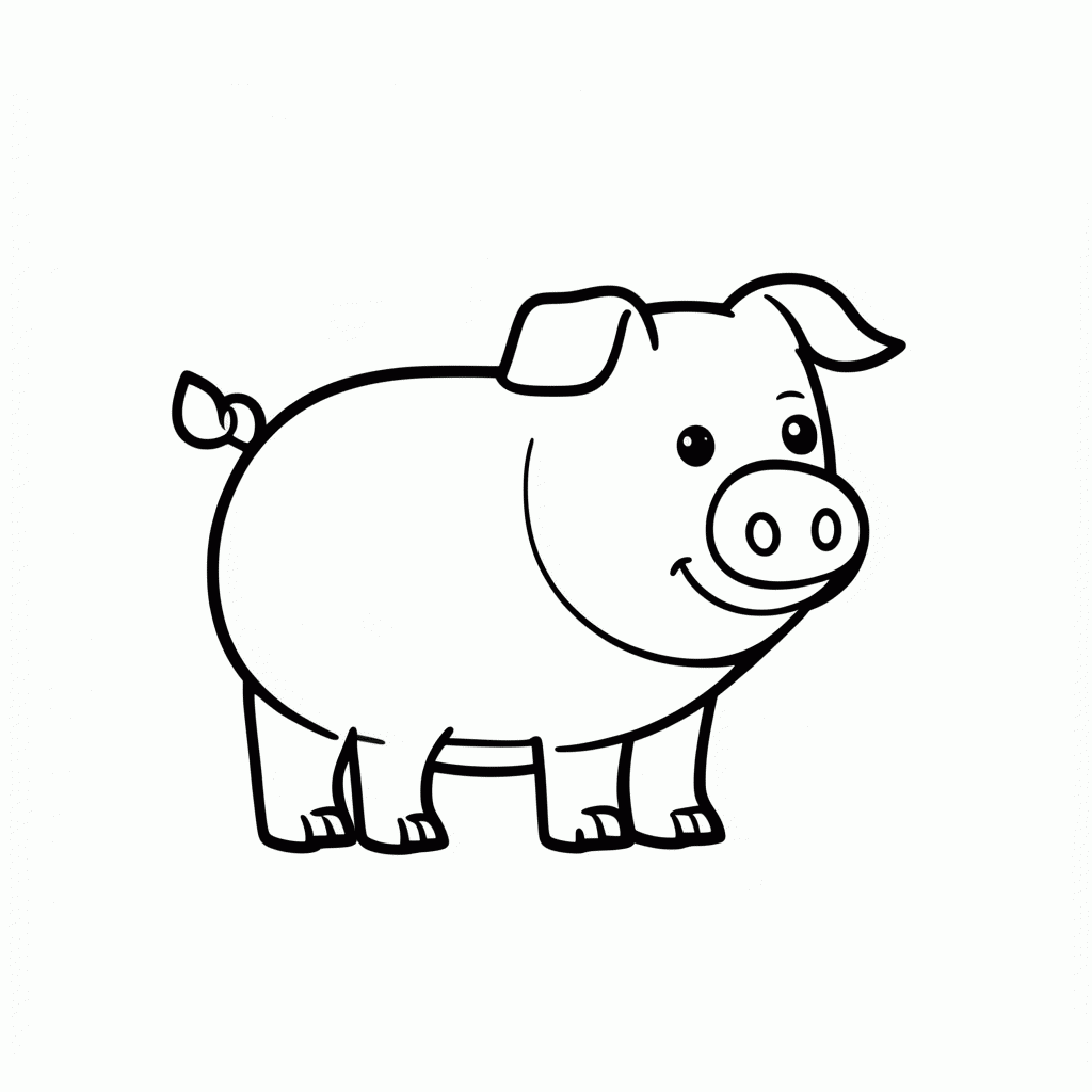 Desenho de Porco para colorir e imprimir grátis em folha A4