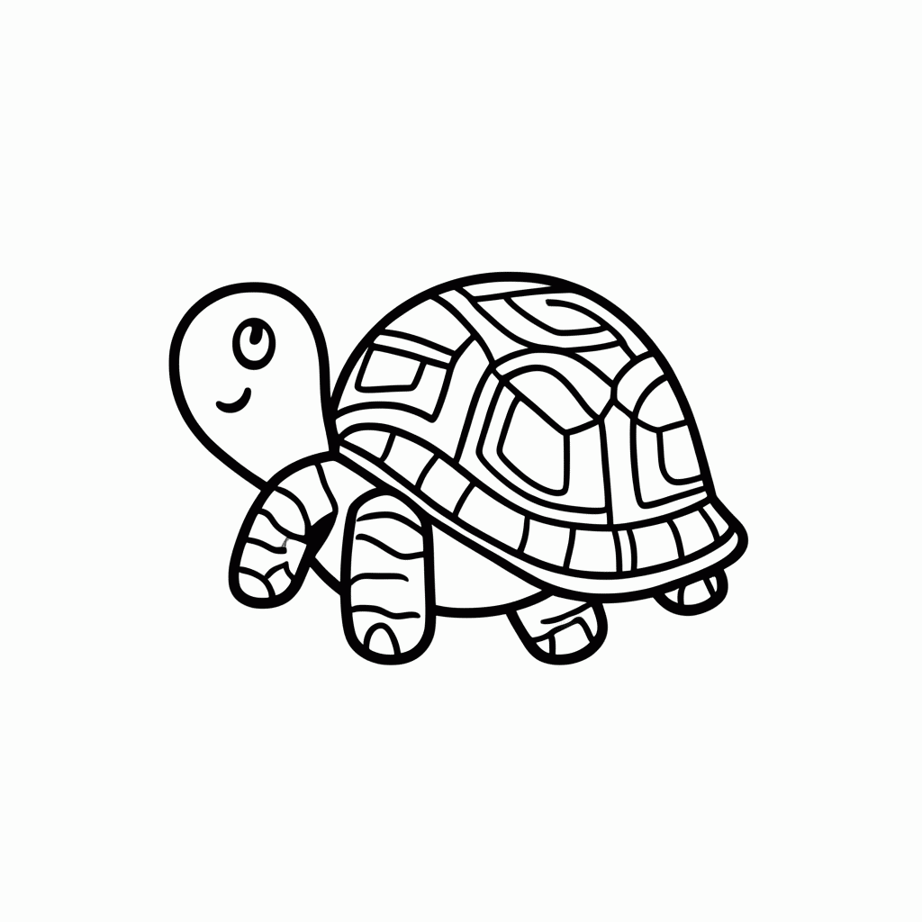 Desenho de Tartaruga para colorir e imprimir grátis em folha A4