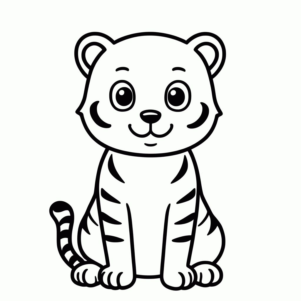 Desenho de Tigre para colorir e imprimir grátis em folha A4