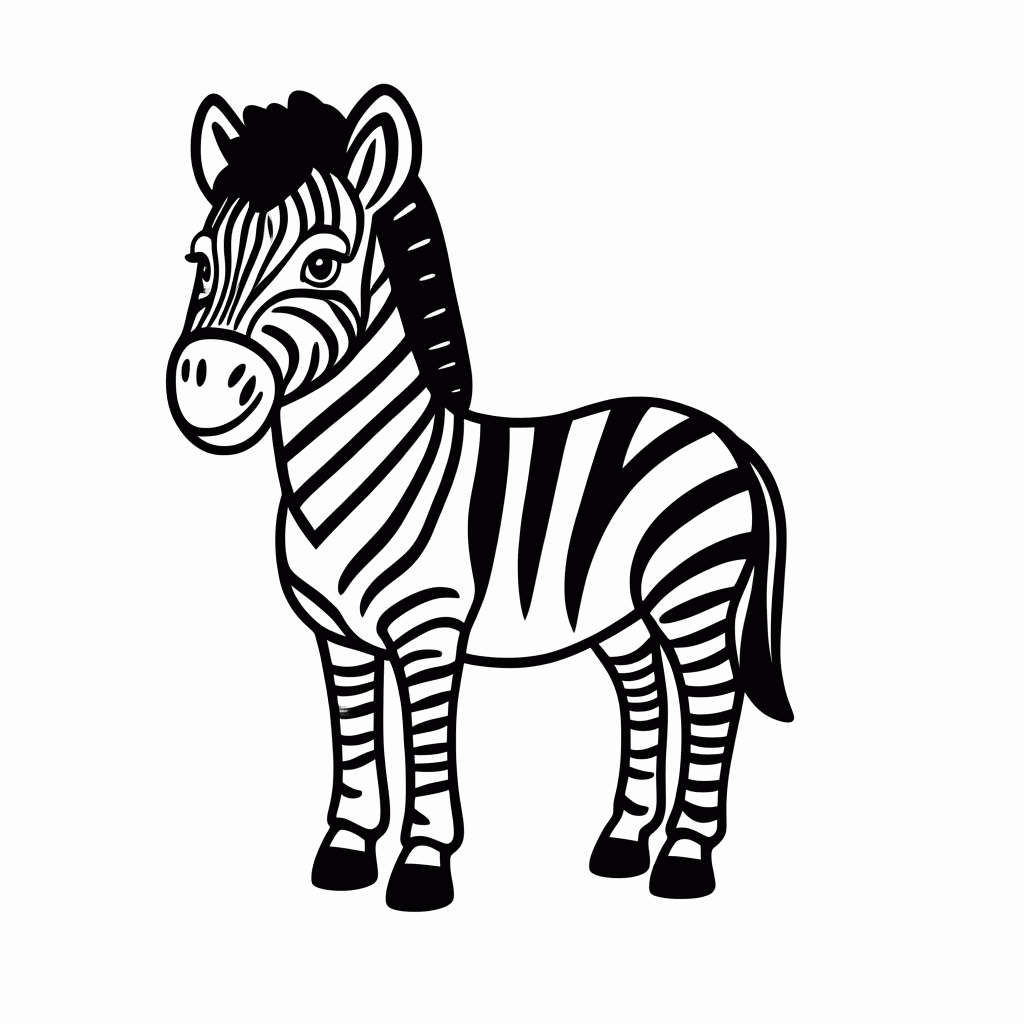 Desenho de Zebra para colorir e imprimir grátis em folha A4