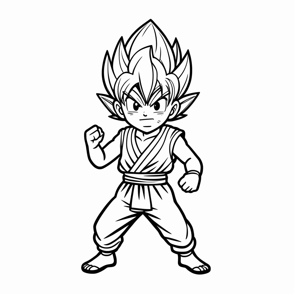 Desenho de Goku Classico para colorir e imprimir grátis em folha A4