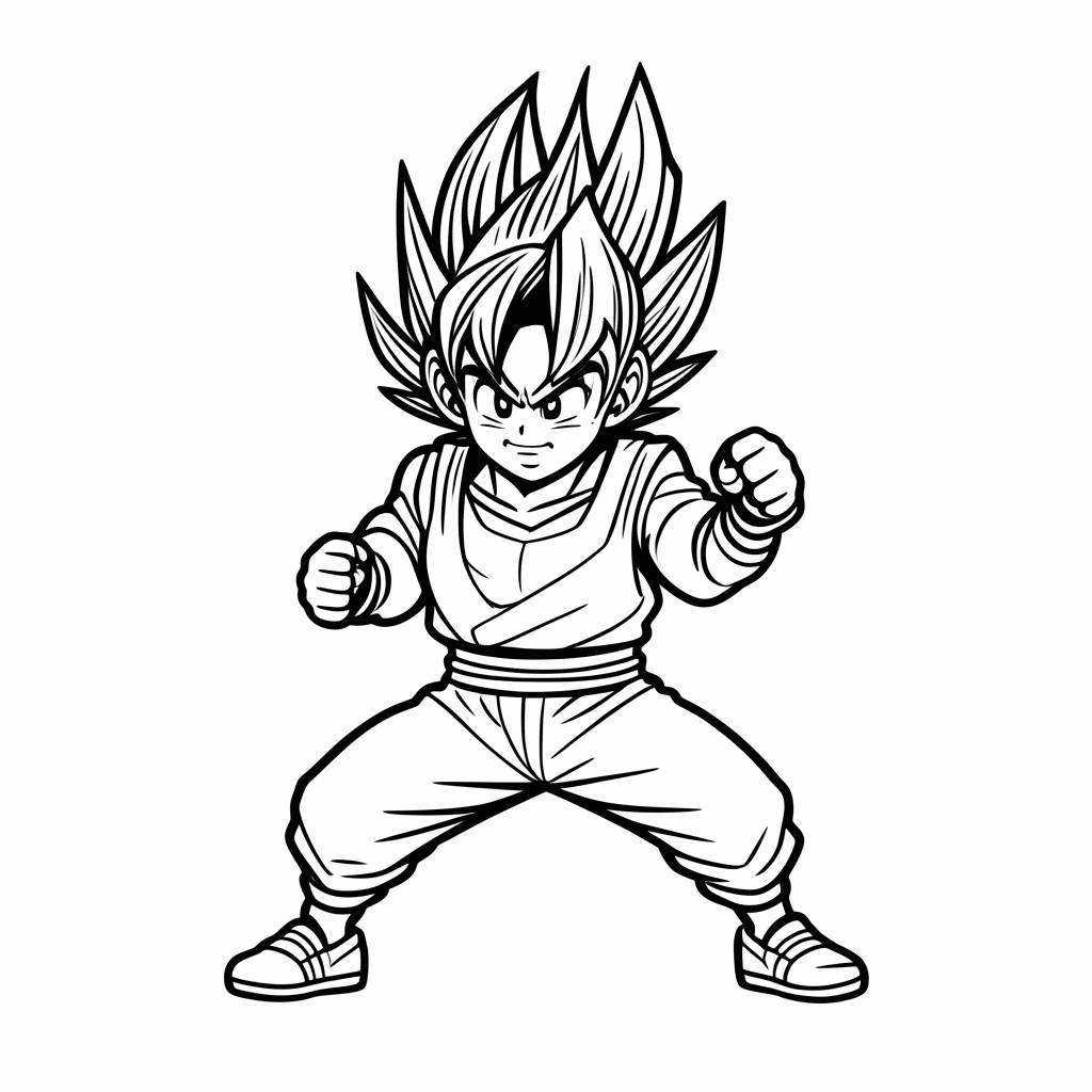 Desenho de Goku Ssj2 para colorir e imprimir grátis em folha A4