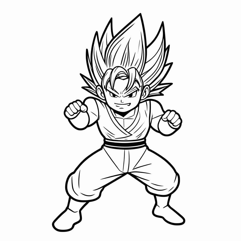 Desenho de Goku Ssj3 para colorir e imprimir grátis em folha A4
