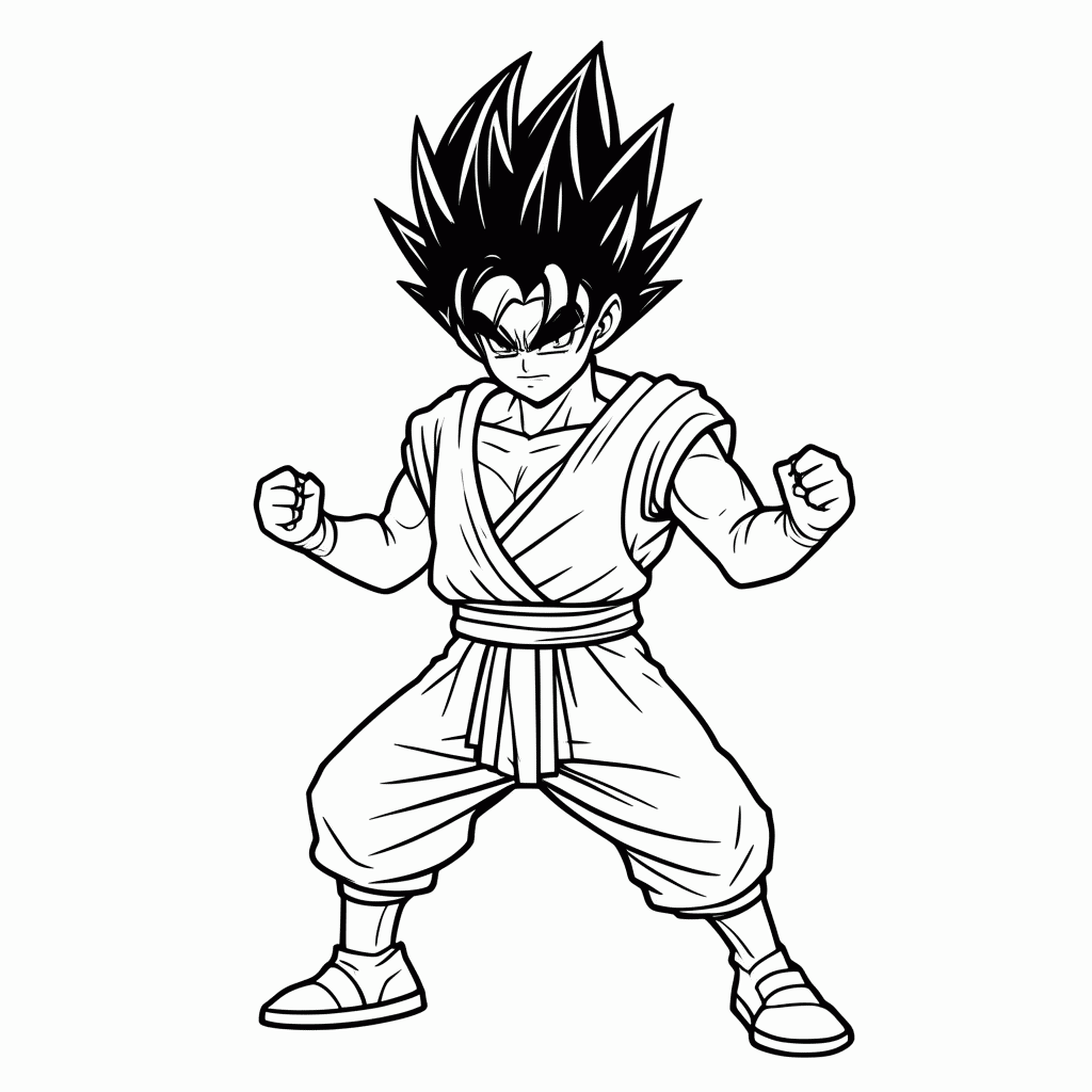 Desenho de Goku Super Saiyajin para colorir e imprimir grátis em folha A4