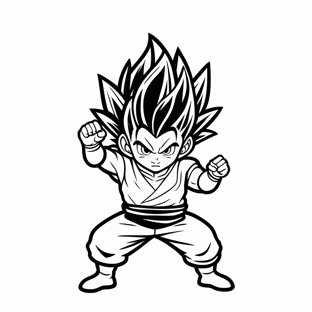 Desenho de Goku Ultra Instinto para colorir e imprimir grátis em folha A4