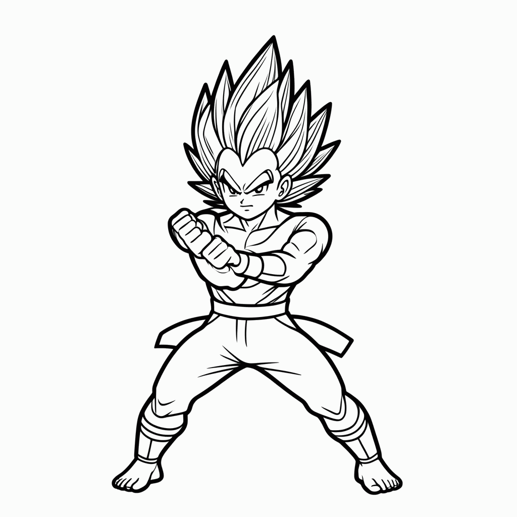 Desenho de Vegeta Classico para colorir e imprimir grátis em folha A4
