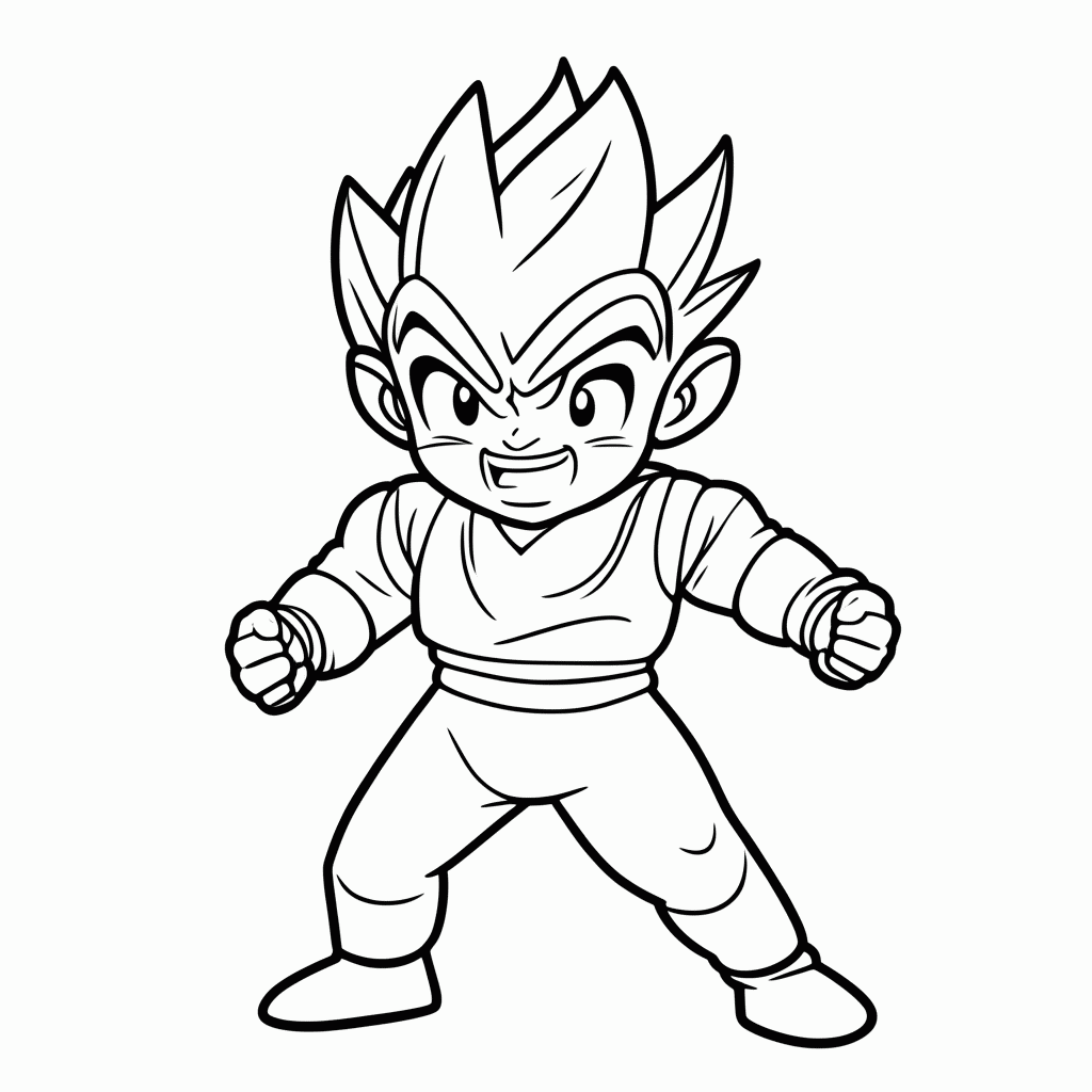 Desenho de Vegeta Ssj para colorir e imprimir grátis em folha A4