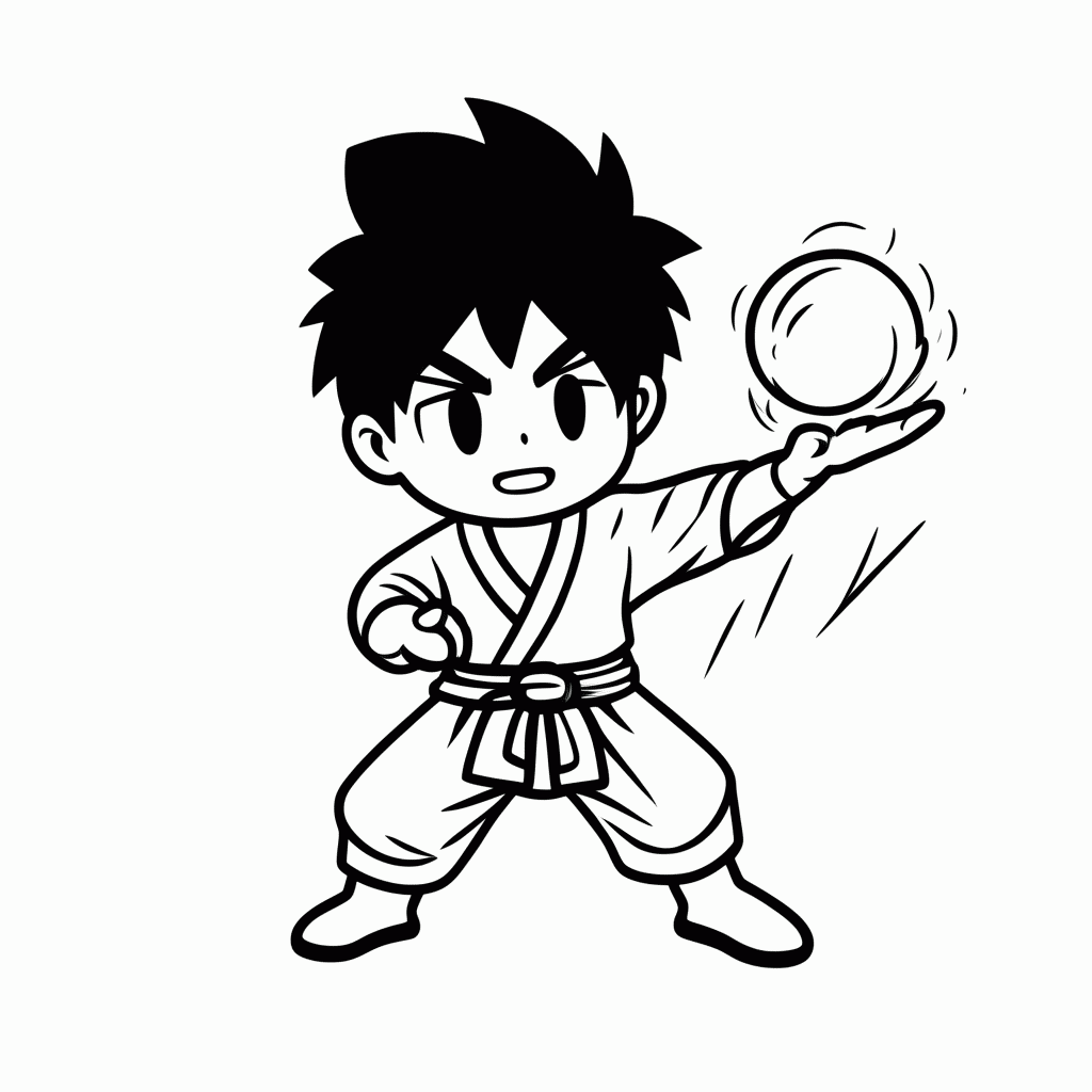 Desenho de Goku para colorir e imprimir grátis em folha A4