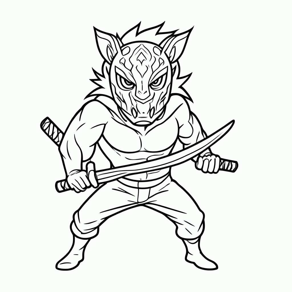 Desenho de Inosuke para colorir e imprimir grátis em folha A4