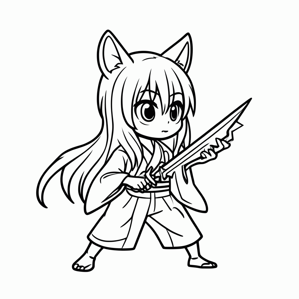 Desenho de Inuyasha para colorir e imprimir grátis em folha A4