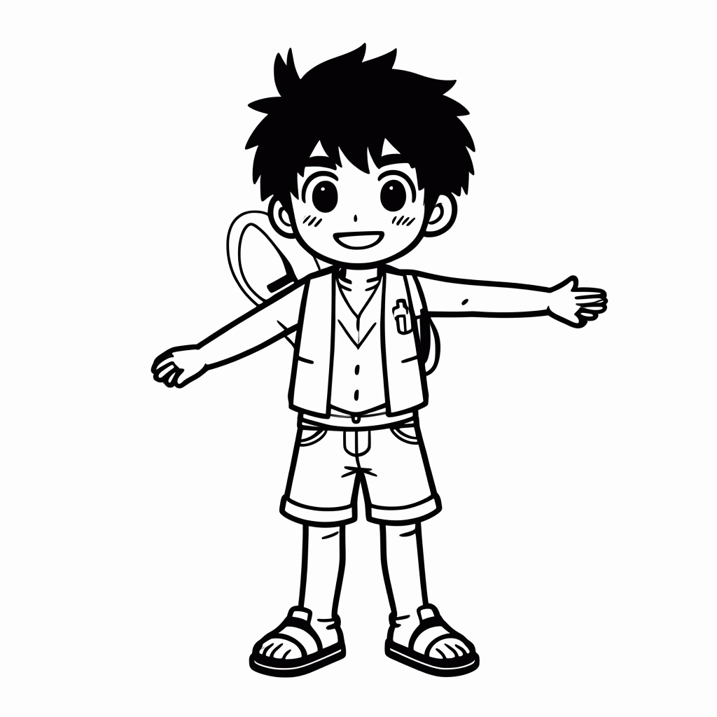 Desenho de Luffy para colorir e imprimir grátis em folha A4