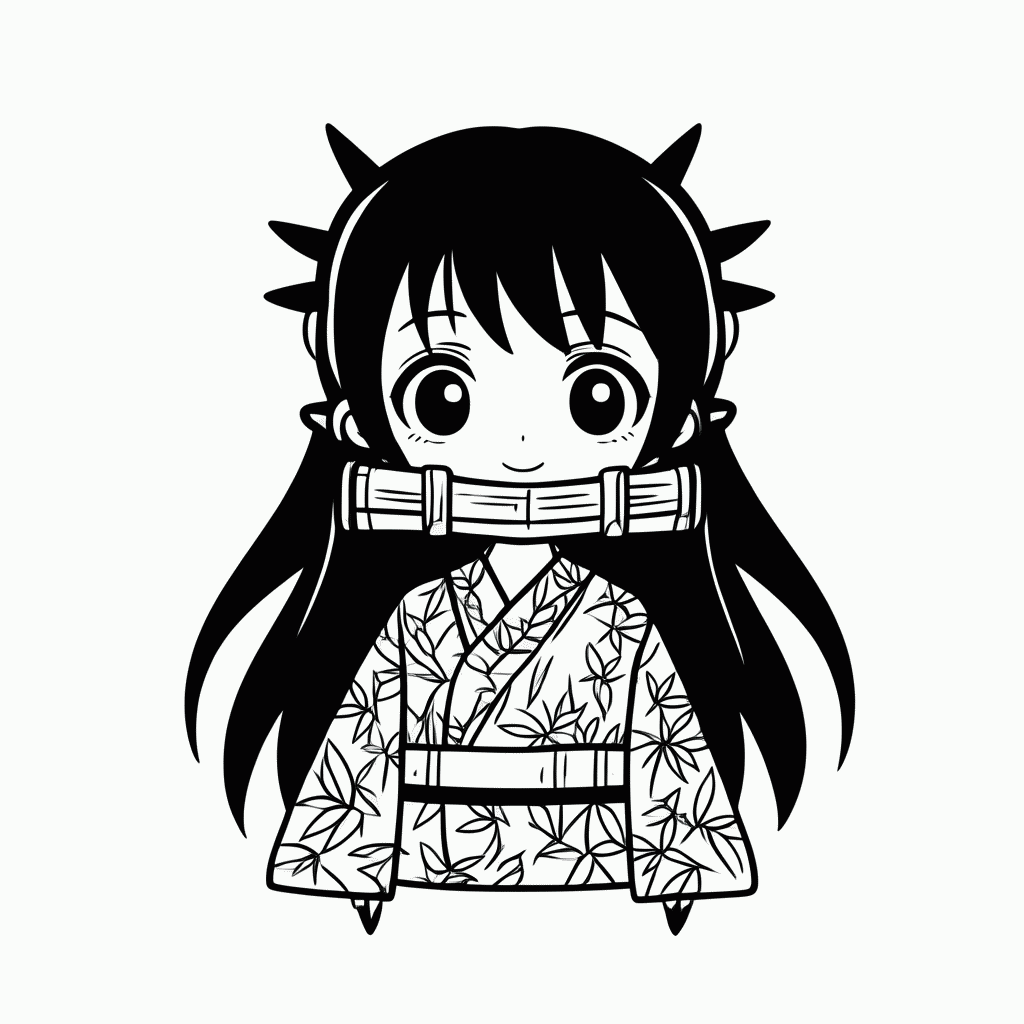 Desenho de Nezuko para colorir e imprimir grátis em folha A4