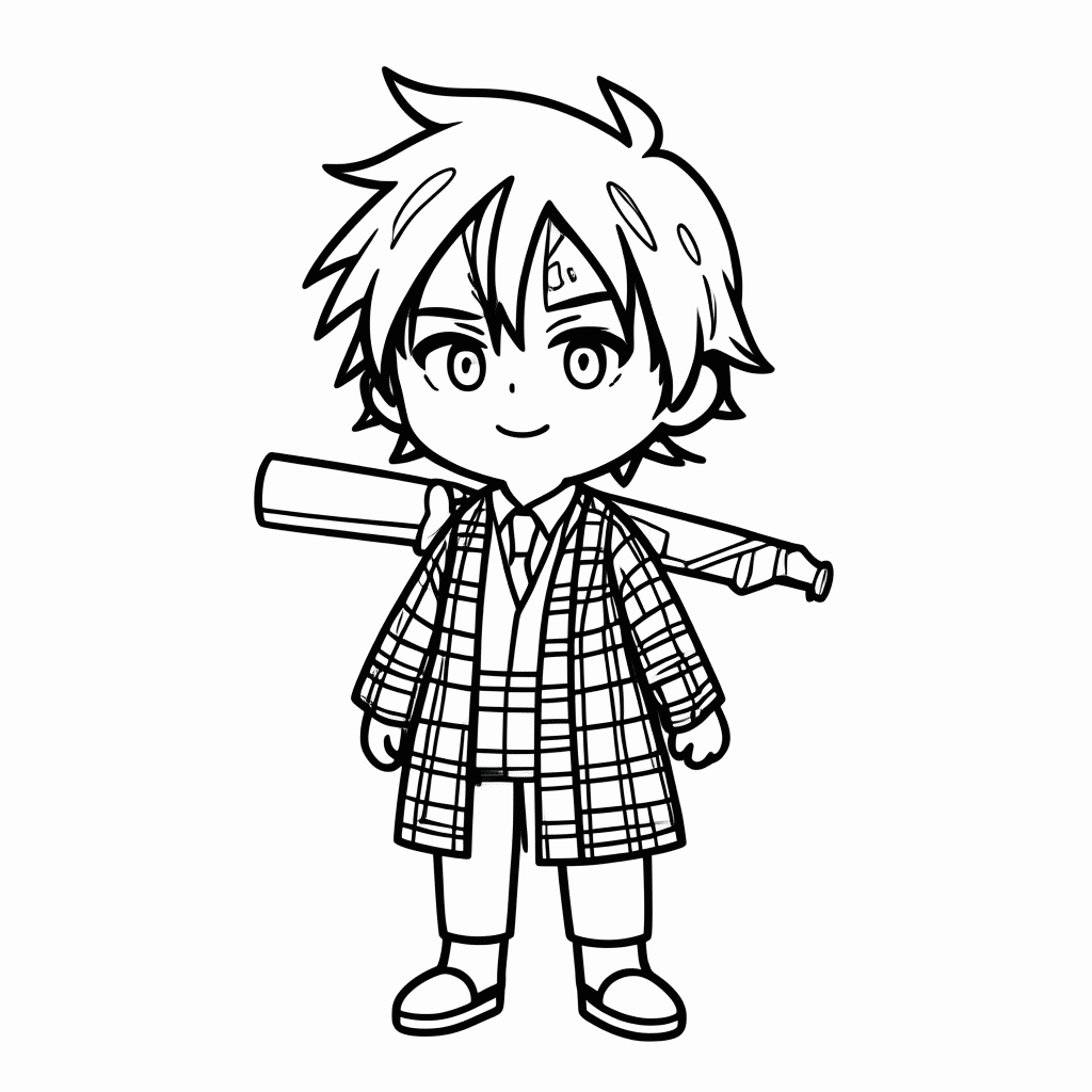 Desenho de Tanjiro para colorir e imprimir grátis em folha A4