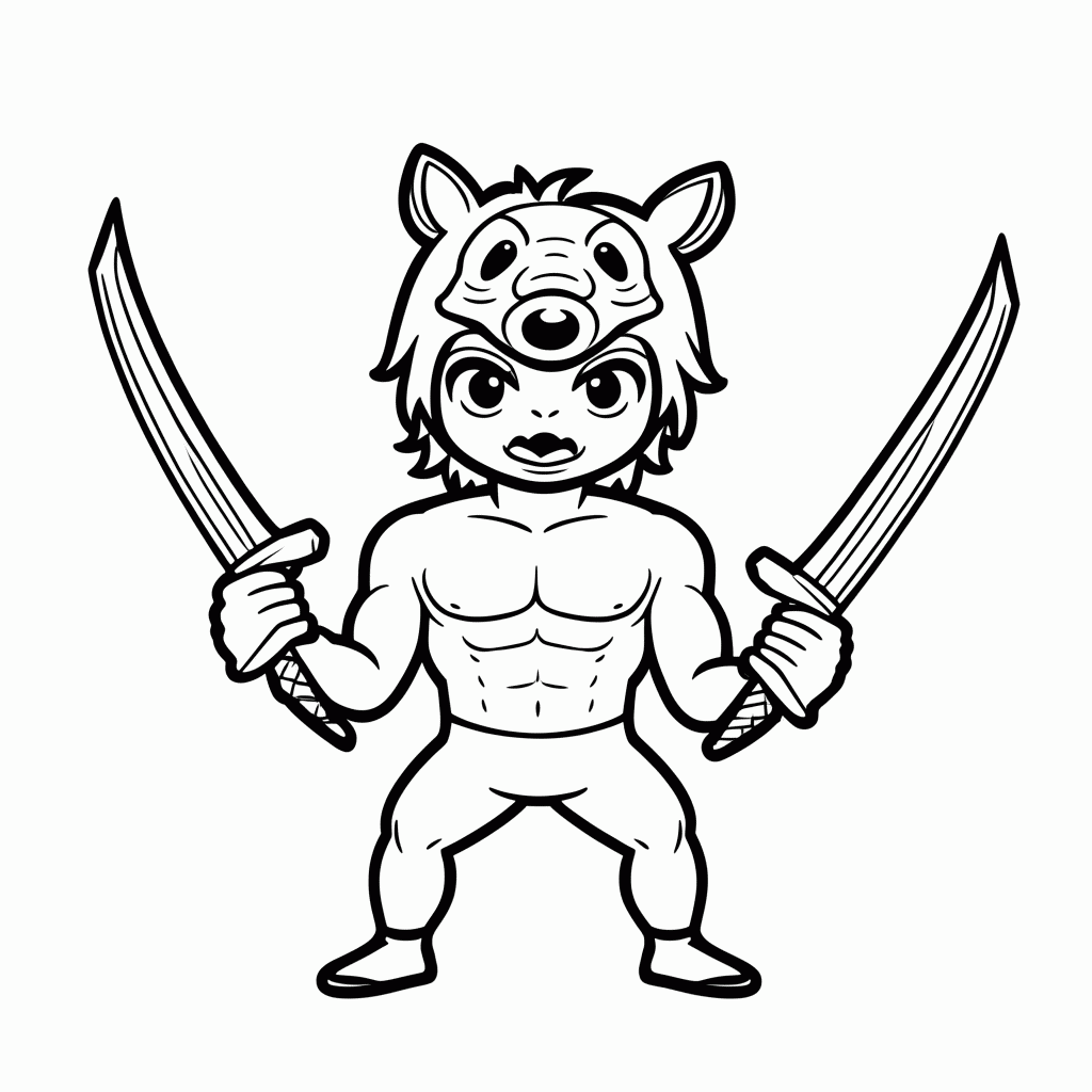 Desenho de Inosuke Hashibira para colorir e imprimir grátis em folha A4