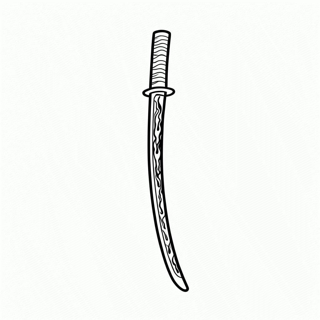 Desenho de Katana Respiracao Fogo para colorir e imprimir grátis em folha A4