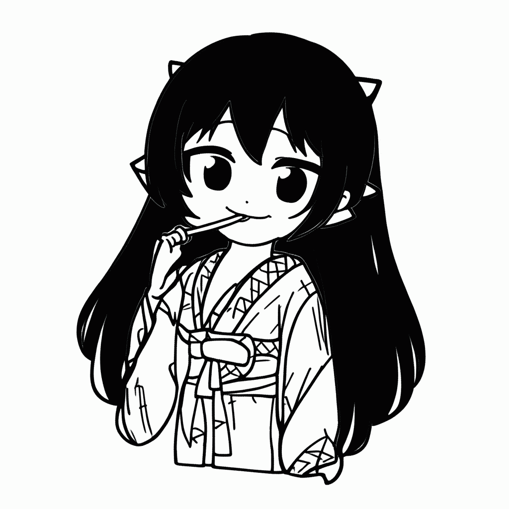Desenho de Nezuko Kamado para colorir e imprimir grátis em folha A4