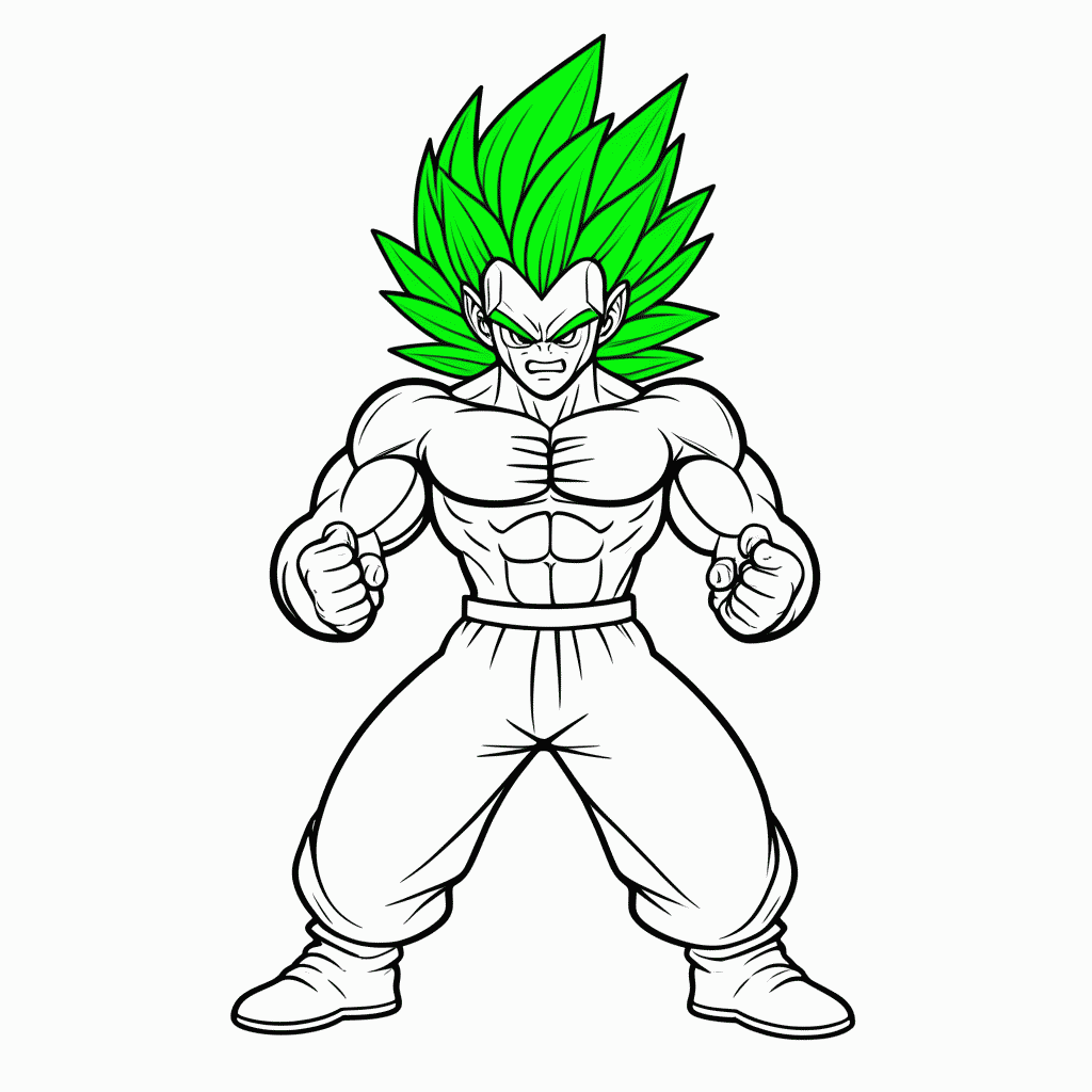 Desenho de Broly para colorir e imprimir grátis em folha A4