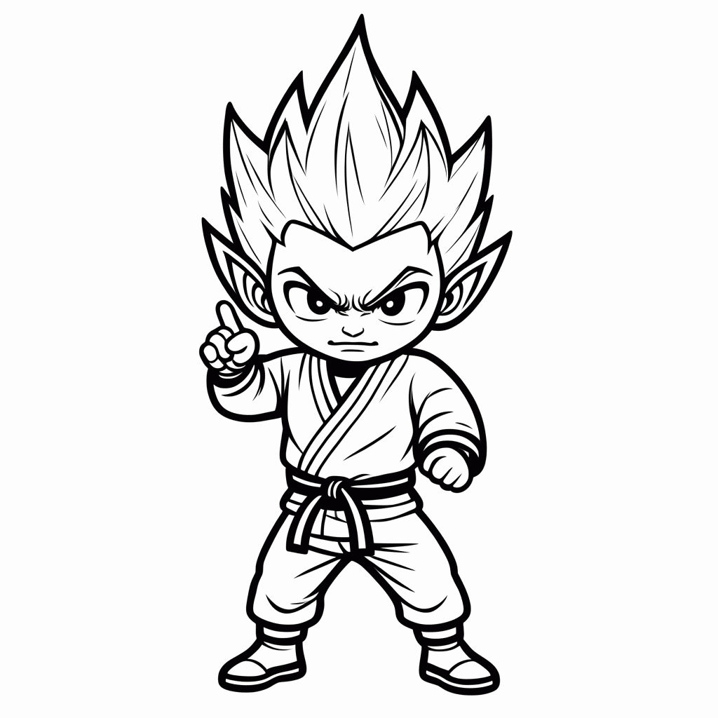 Desenho de Goku Super Saiyajin para colorir e imprimir grátis em folha A4