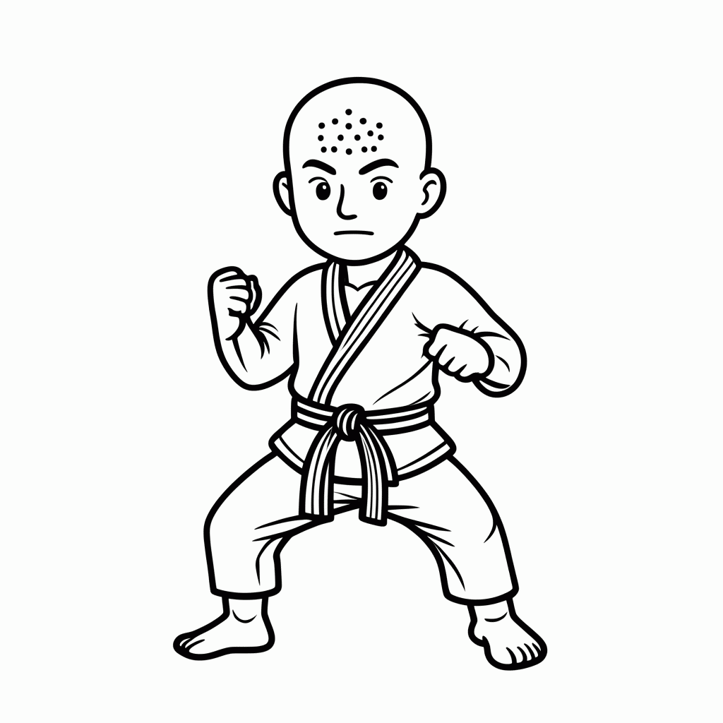 Desenho de Krillin para colorir e imprimir grátis em folha A4