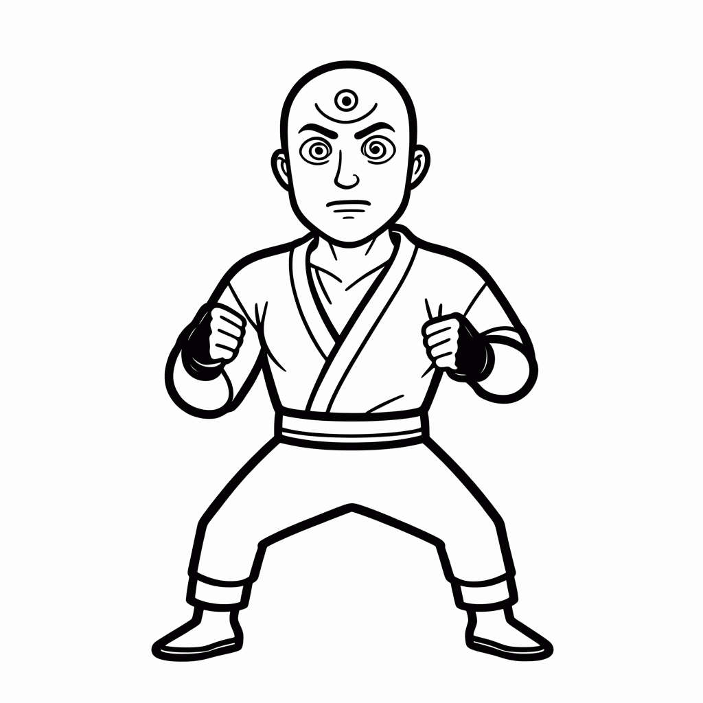 Desenho de Tien Shinhan para colorir e imprimir grátis em folha A4