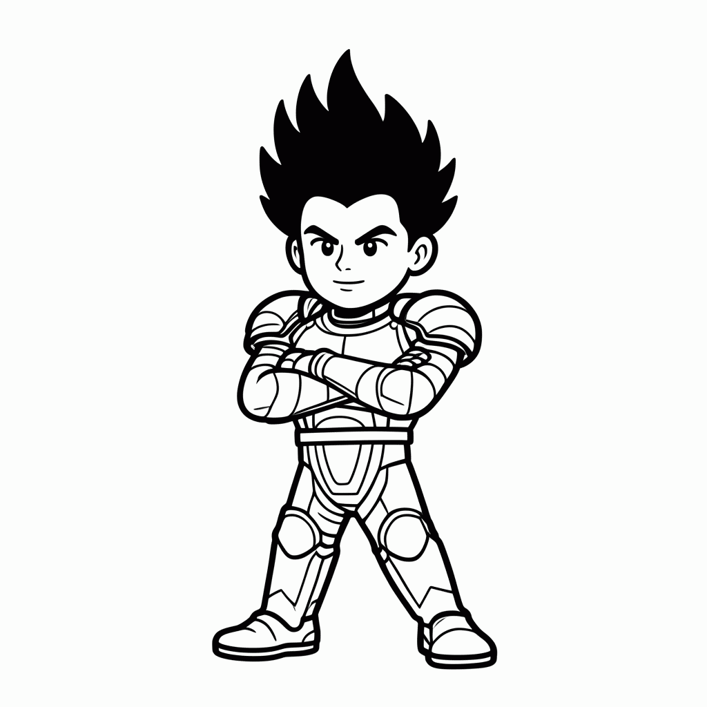 Desenho de Vegeta Base para colorir e imprimir grátis em folha A4