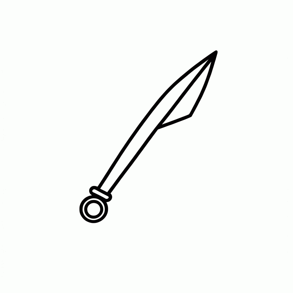 Desenho de Kunai para colorir e imprimir grátis em folha A4