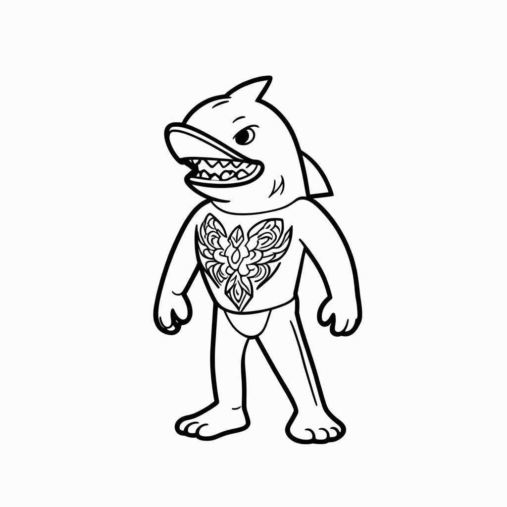 Desenho de Arlong Tubarao para colorir e imprimir grátis em folha A4