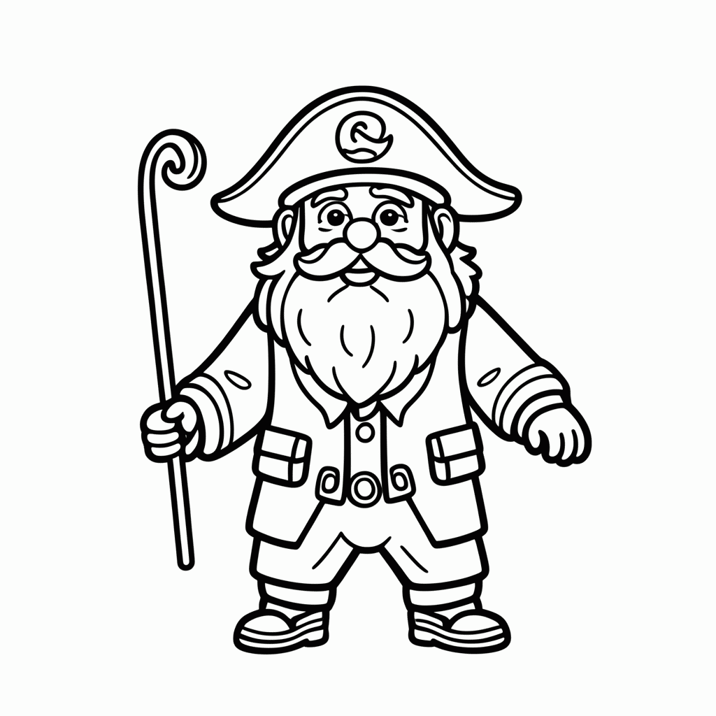 Desenho de Barba Branca Edward para colorir e imprimir grátis em folha A4