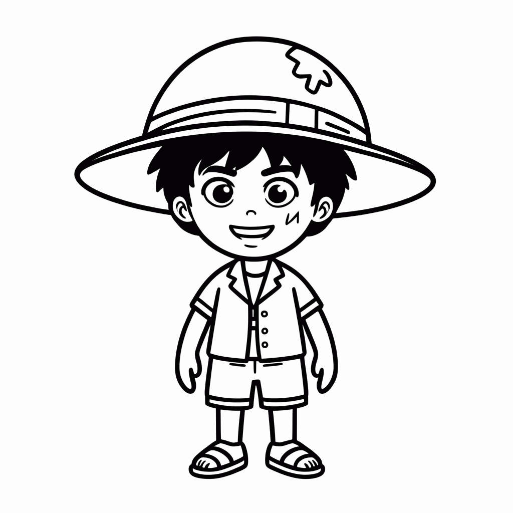 Desenho de Monkey D Luffy para colorir e imprimir grátis em folha A4