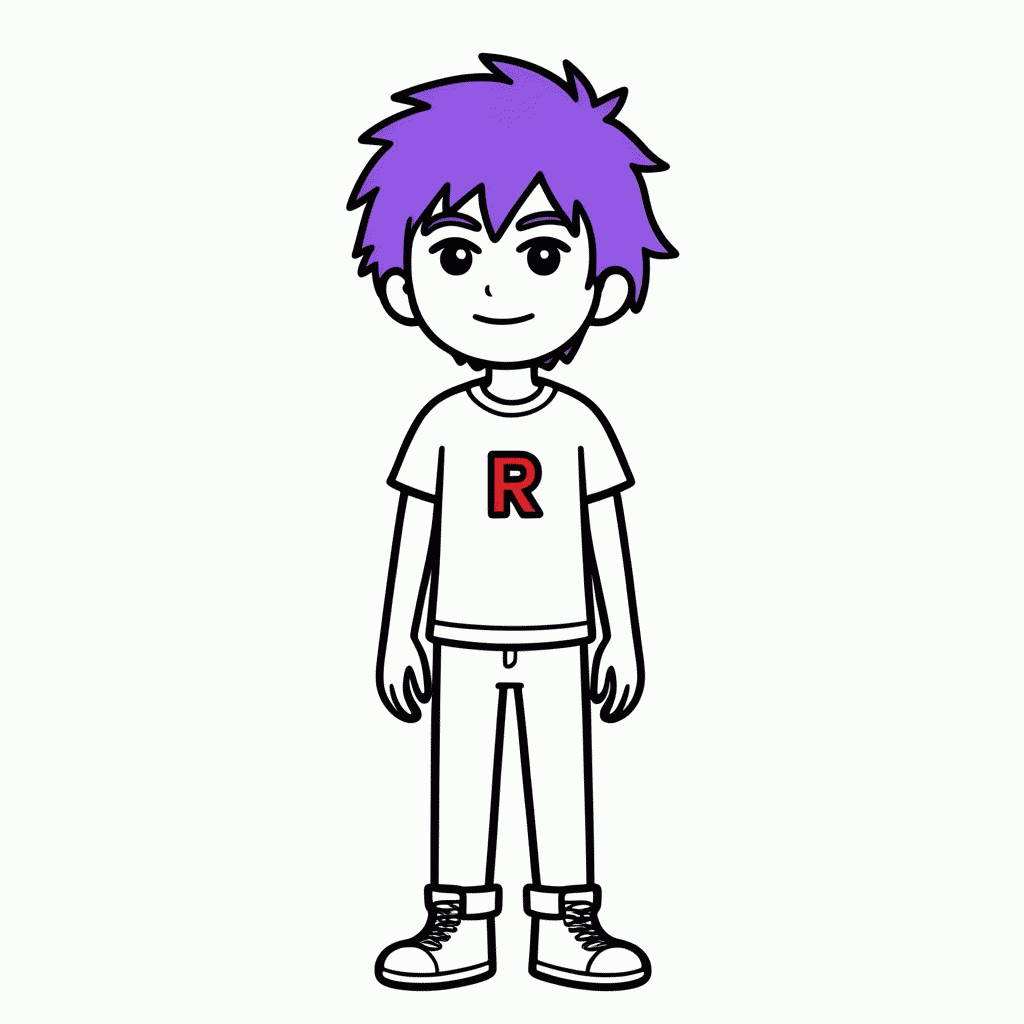 Desenho de Team Rocket James para colorir e imprimir grátis em folha A4