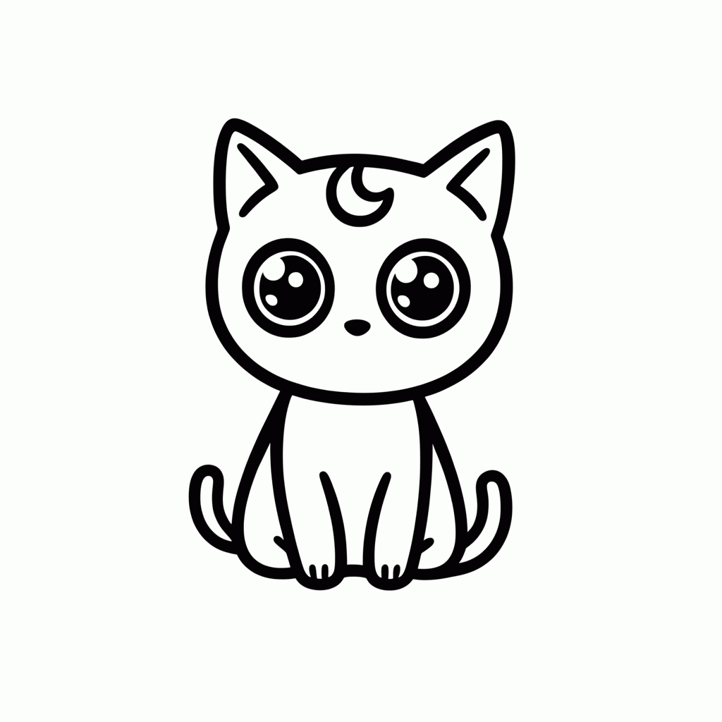 Desenho de Luna Gatinha Preta para colorir e imprimir grátis em folha A4