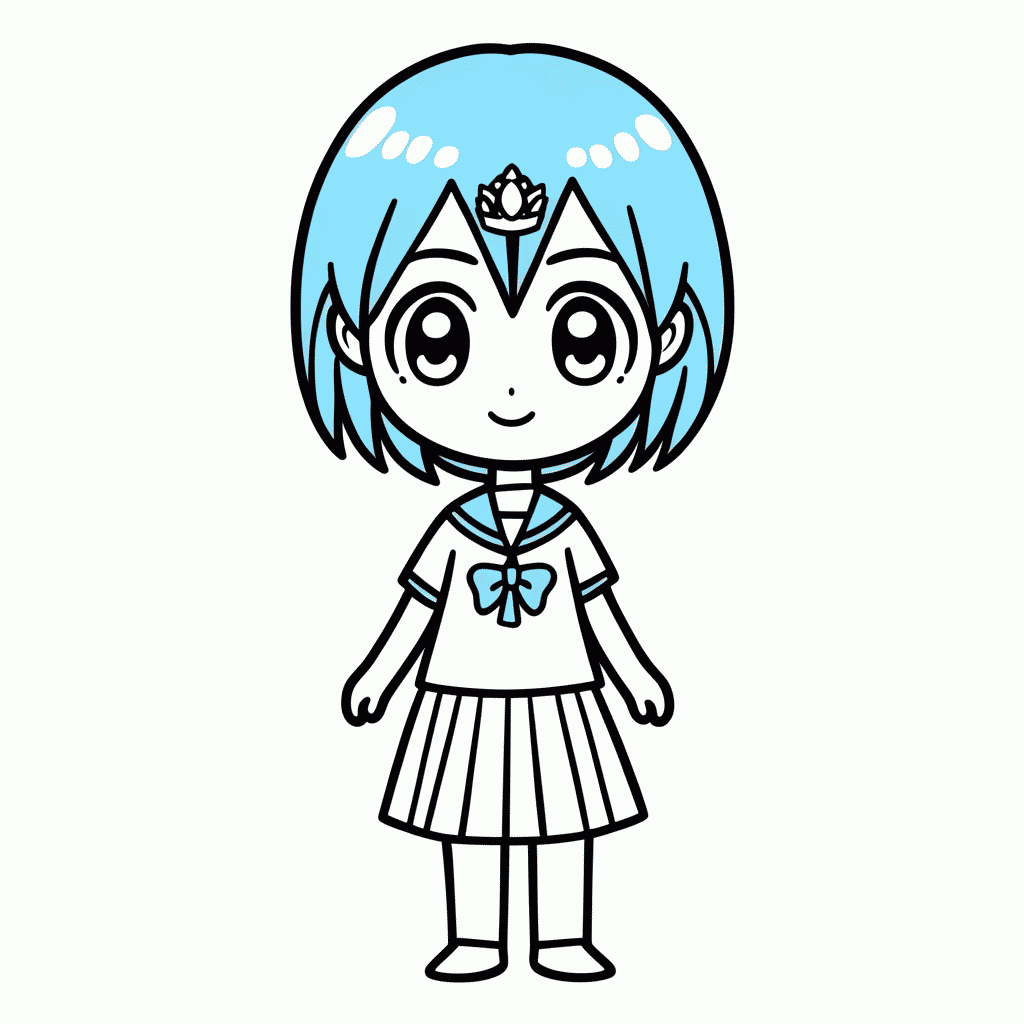Desenho de Sailor Mercury Ami para colorir e imprimir grátis em folha A4