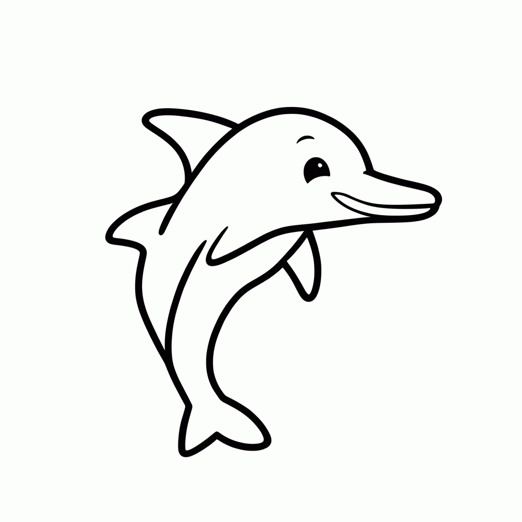 Desenho de Golfinho para colorir e imprimir grátis em folha A4