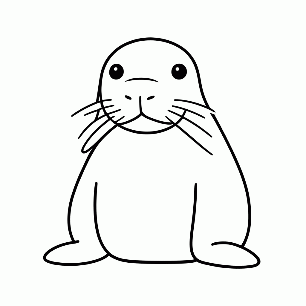 Desenho de Morsa para colorir e imprimir grátis em folha A4