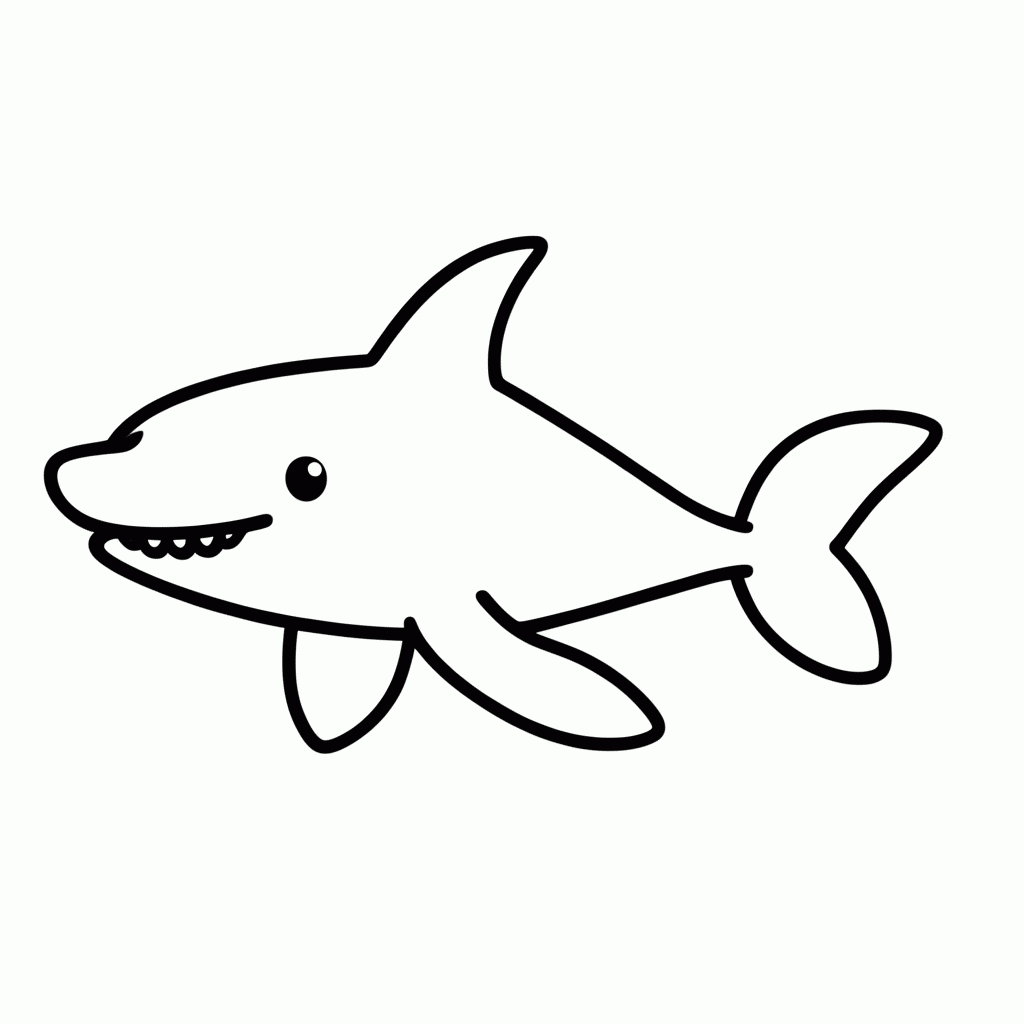 Desenho de Tubarao para colorir e imprimir grátis em folha A4