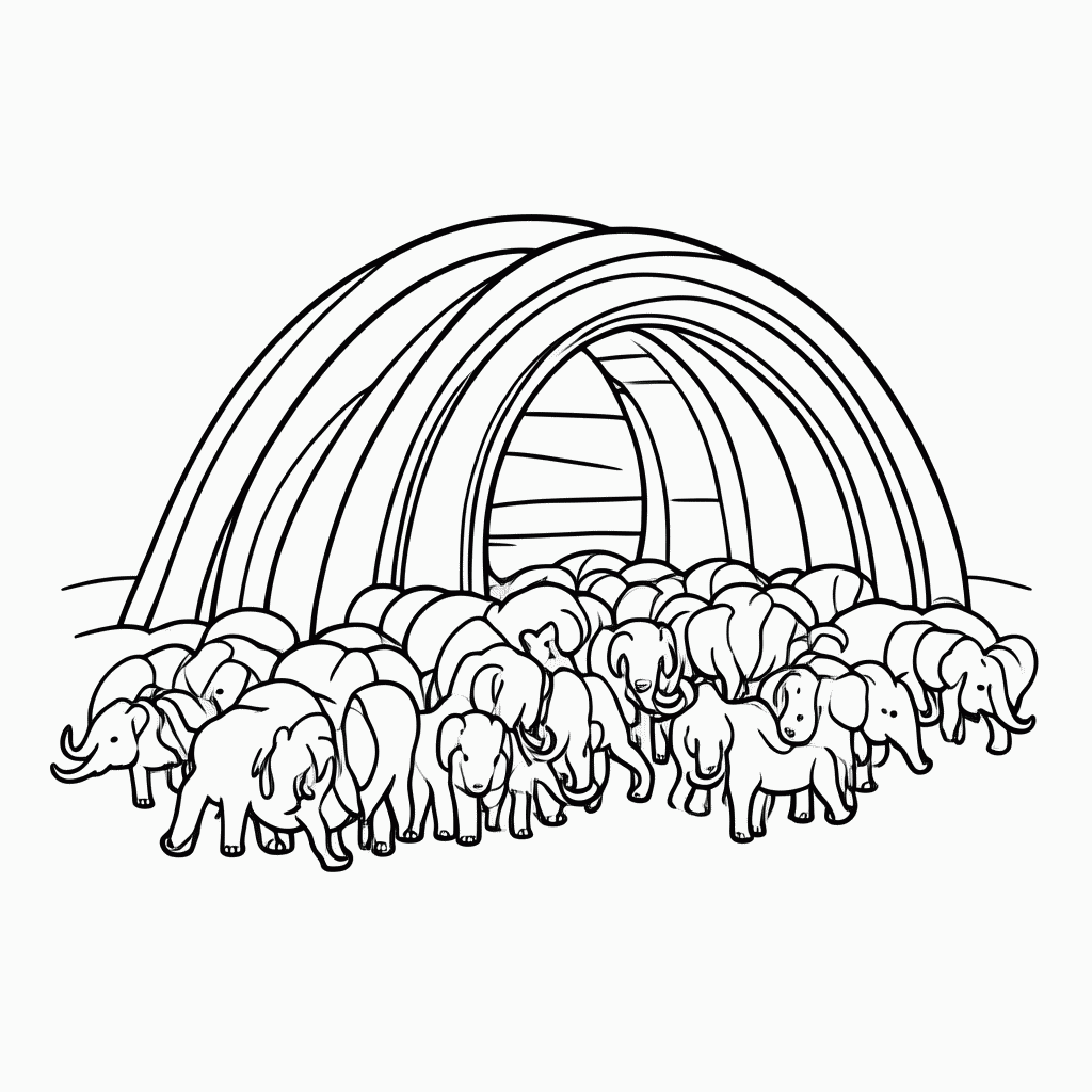 Desenho de Animais Em Fila Arca para colorir e imprimir grátis em folha A4
