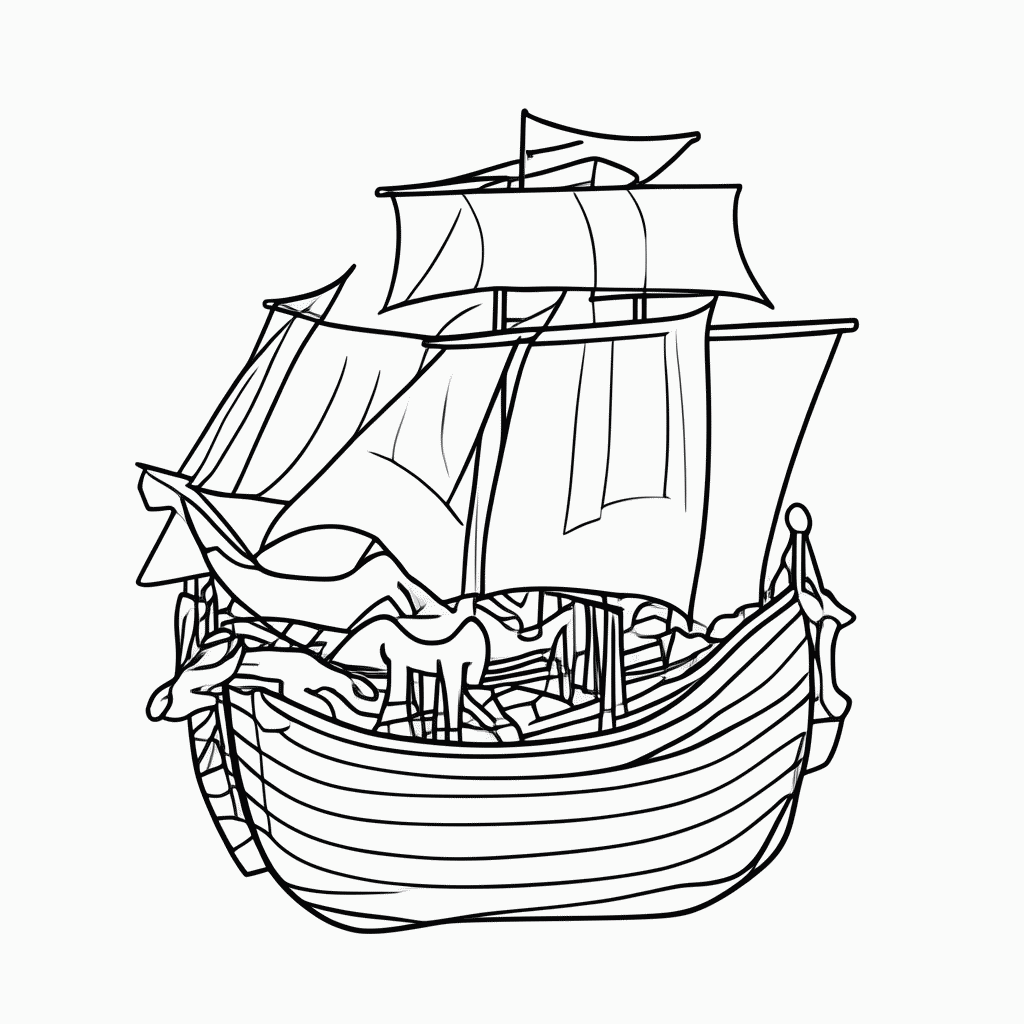 Desenho de Arca De Noe Grande para colorir e imprimir grátis em folha A4
